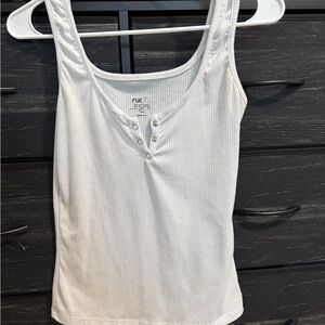 White Ribbed Tank Top